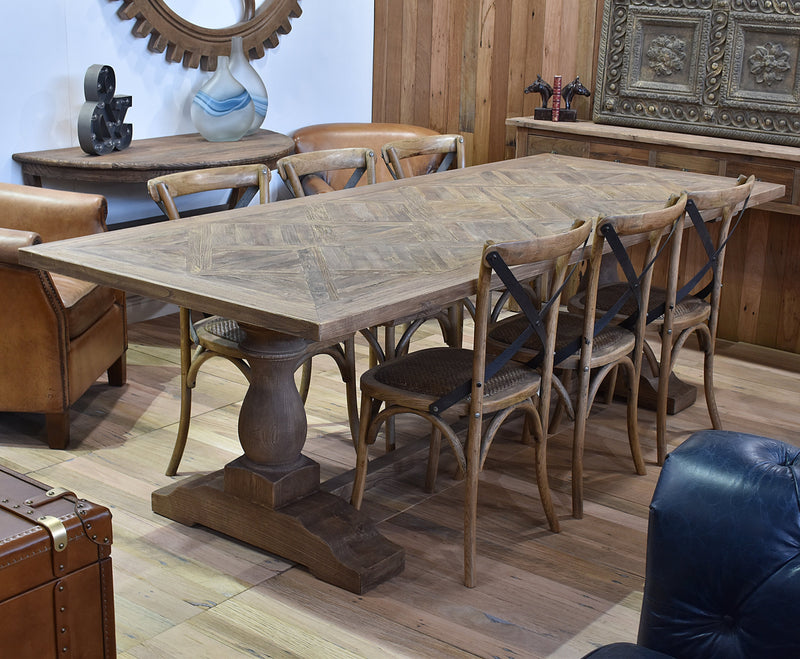 Old Elm 250cm Reclaimed Timber Dining Table-Dovetailed &amp; Doublestitched