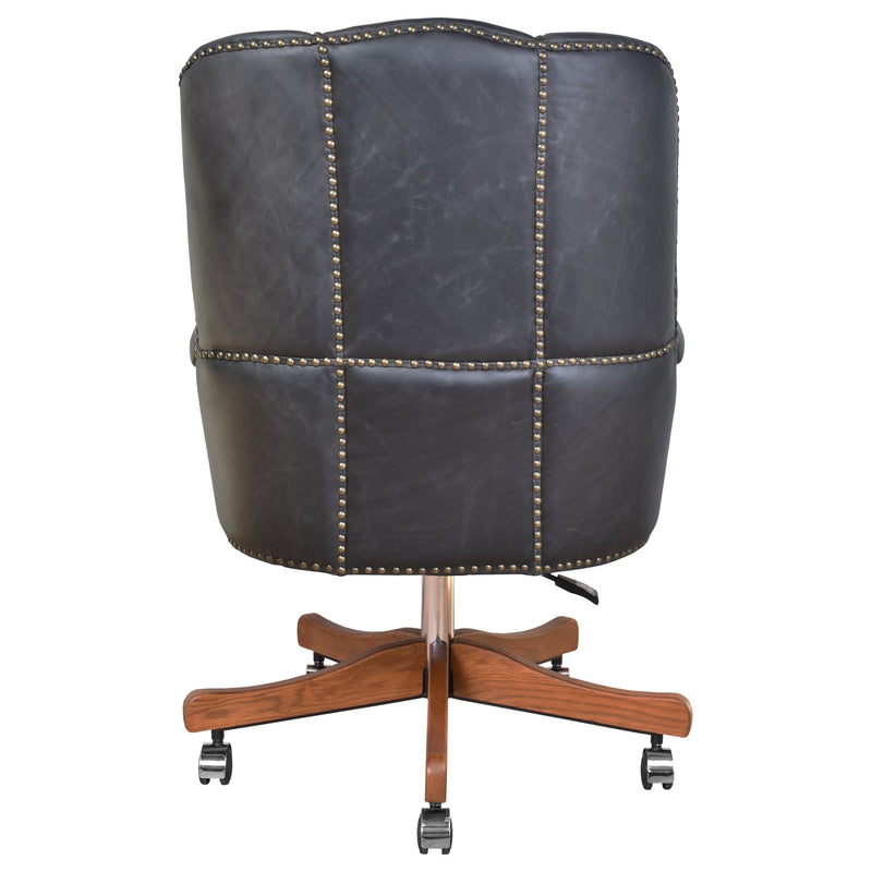 Old Saddle Black Leather Desk Chair-Dovetailed &amp; Doublestitched