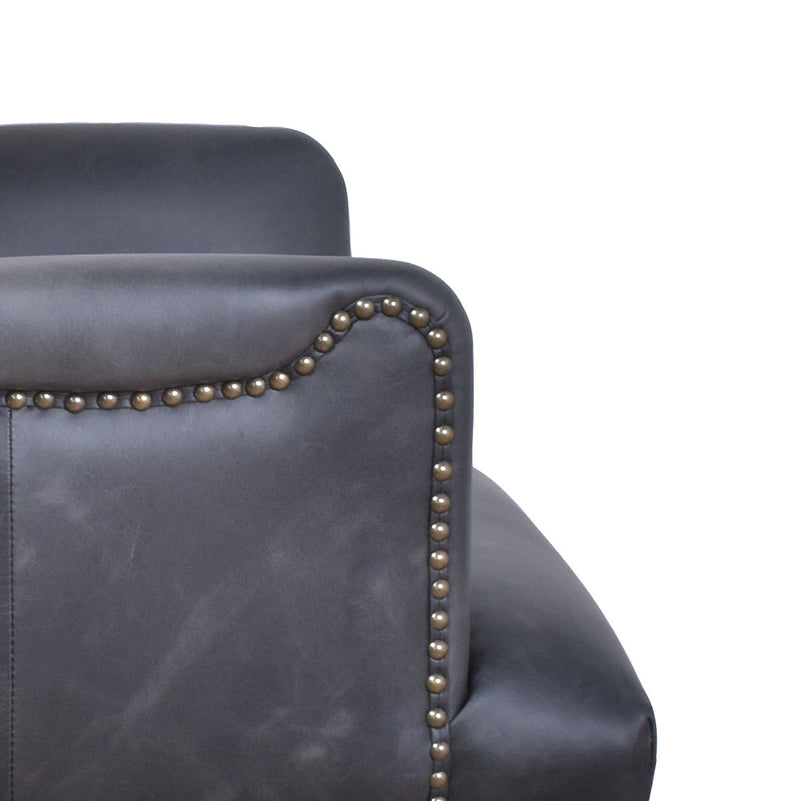 Old Saddle Black Leather Desk Chair-Dovetailed &amp; Doublestitched