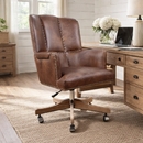 Old Saddle Brown Leather Desk Chair-Dovetailed &amp; Doublestitched