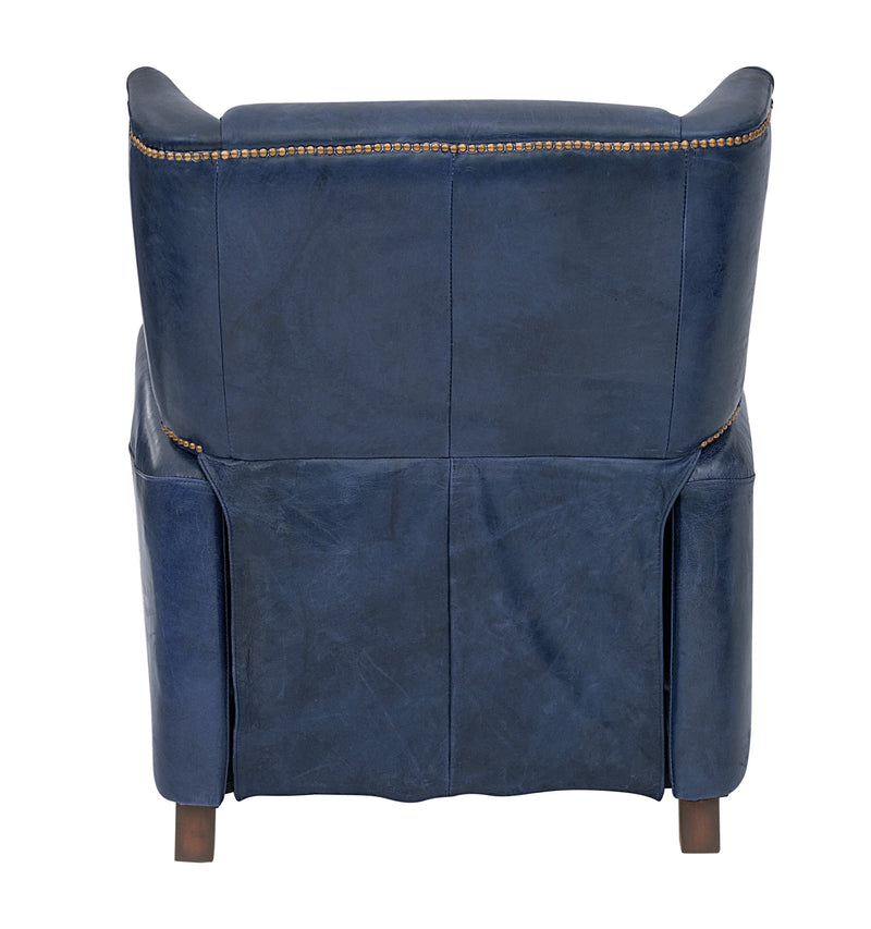 Opa Blue Leather Recliner Chair-Dovetailed &amp; Doublestitched