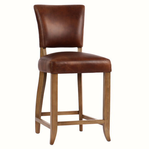 Cartier Leather Counter Stool in Briarsmoke
