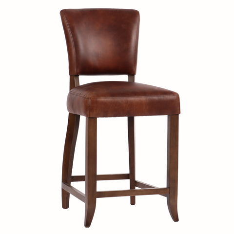 Cartier Leather Counter Stool in Maron