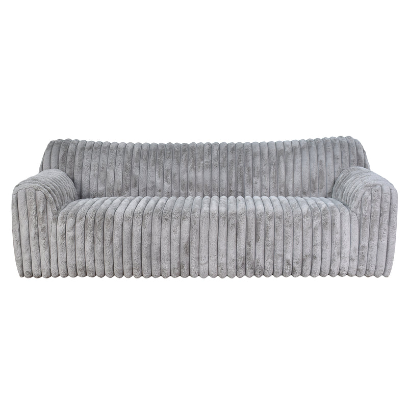 Margot Fluffy Grey Corduroy 3 Seater Sofa