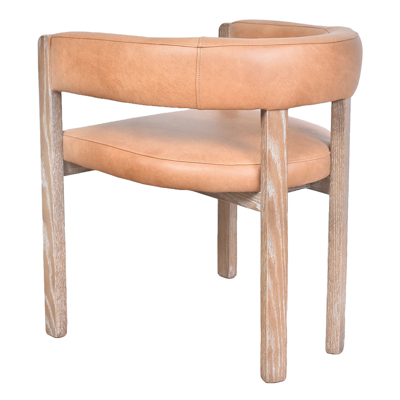 Aria Caramel Leather Dining Chair White Wash