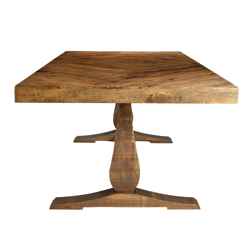 Prarie 240cm Parquet Dining Table With Double Pedestal Base-Dovetailed &amp; Doublestitched