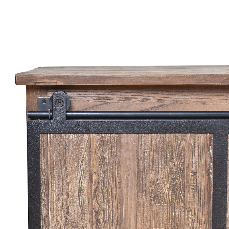 Railway Farmhouse Entertainment Unit with Sliding Door-Dovetailed &amp; Doublestitched