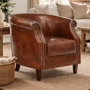 Remington Vintage Leather Tub Chair-Dovetailed &amp; Doublestitched
