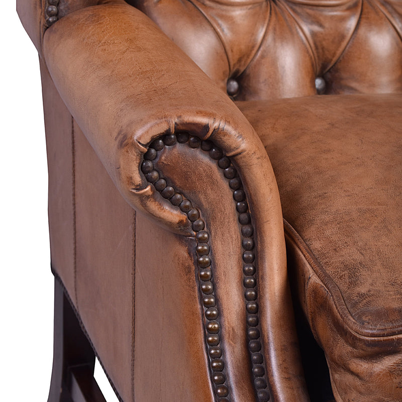 Richmond Antique Leather Wing-back Armchair-Dovetailed &amp; Doublestitched