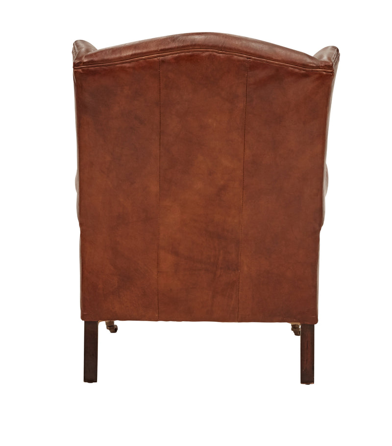 Rochester Vintage Leather Wingback Armchair-Dovetailed &amp; Doublestitched