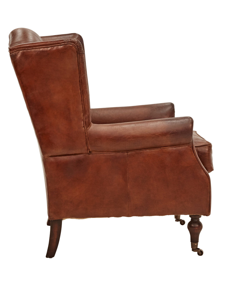 Rochester Vintage Leather Wingback Armchair-Dovetailed &amp; Doublestitched