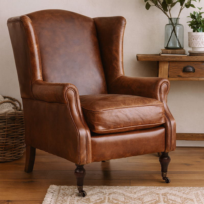Rochester Vintage Leather Wingback Armchair