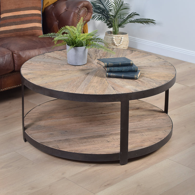 Round Farmhouse Coffee Table-Dovetailed &amp; Doublestitched