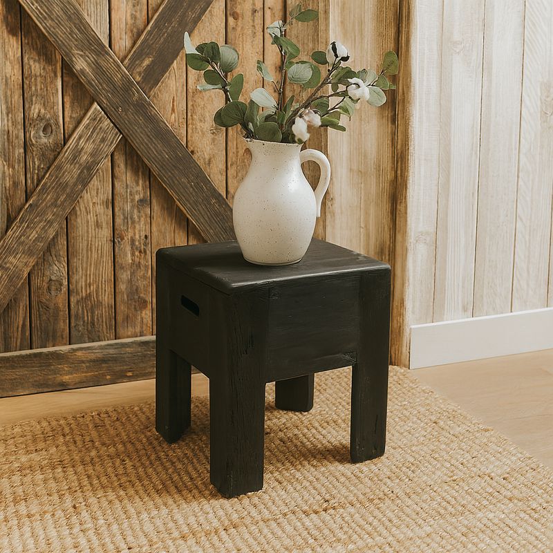 Verona Timber Stacking Stool in Black