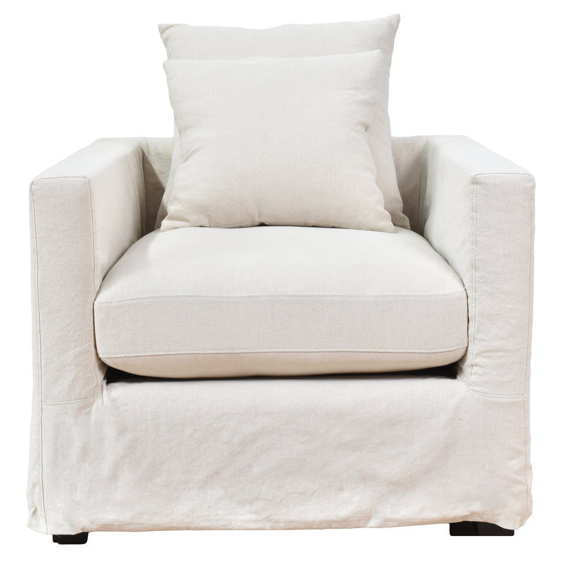 Savoy Slip Cover Armchair in Salt & Pepper-Dovetailed &amp; Doublestitched