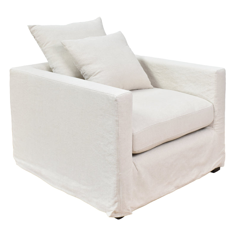 Savoy Slip Cover Armchair in Salt & Pepper-Dovetailed &amp; Doublestitched