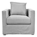 Savoy Slip Cover Armchair in Slate Grey-Dovetailed &amp; Doublestitched