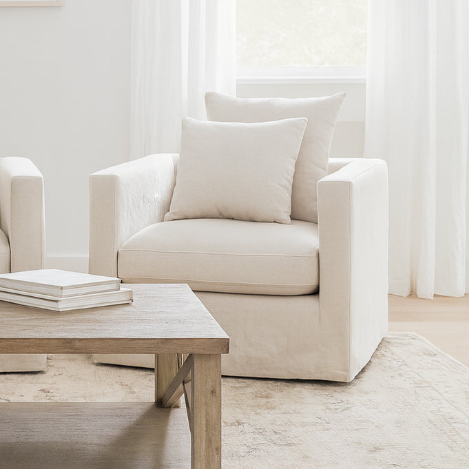 Savoy Slip Cover Armchair in Salt & Pepper