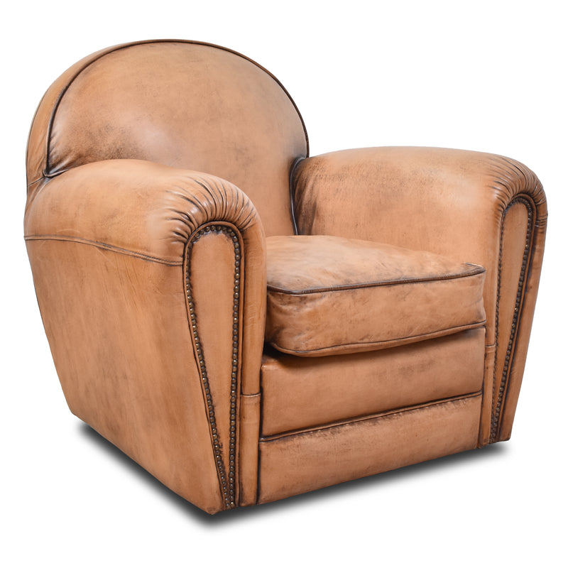 Sebastian Antique Leather Swivel Chair-Dovetailed &amp; Doublestitched