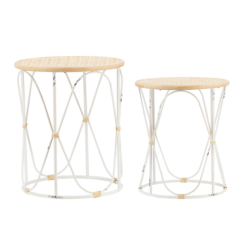 Set of 2 - Bamboo Side Table-Dovetailed &amp; Doublestitched