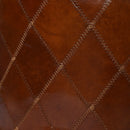 Sinton Round Vintage Leather Ottoman-Dovetailed &amp; Doublestitched