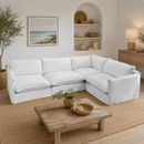 Southport Sectional Slip Cover Sofa in Cloud-Dovetailed &amp; Doublestitched