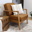 Spanne Brown Leather Accent Chair-Dovetailed &amp; Doublestitched