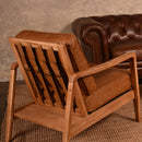 Spanne Brown Leather Accent Chair-Dovetailed &amp; Doublestitched