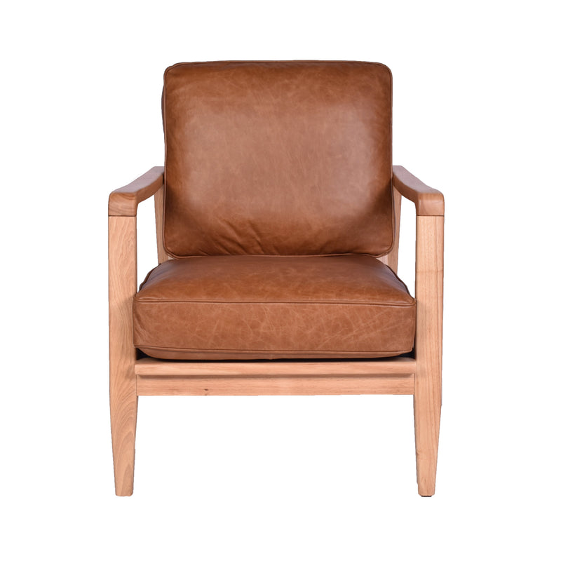 Spanne Brown Leather Accent Chair-Dovetailed &amp; Doublestitched