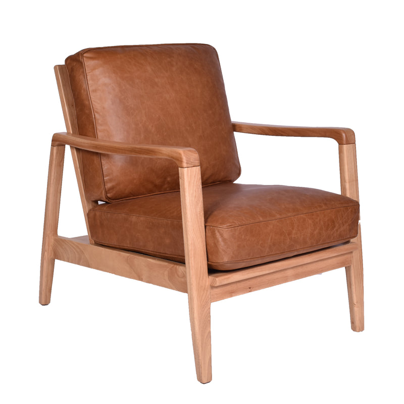 Spanne Brown Leather Accent Chair-Dovetailed &amp; Doublestitched