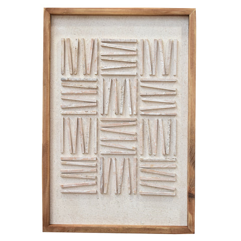 Stacked Timber Wall Art 42x62 - White on White