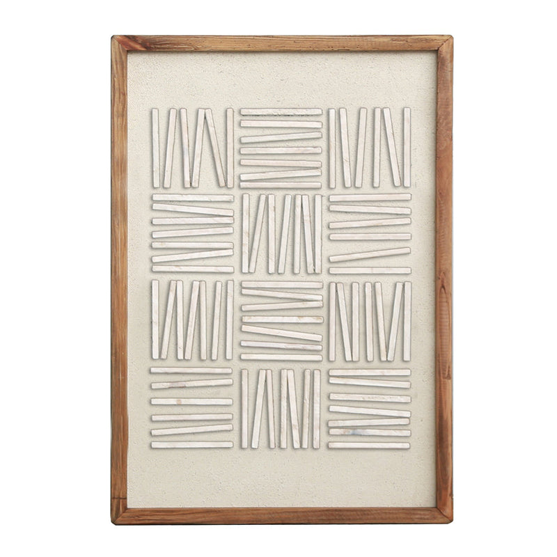 Stacked Timber Wall Art 42x62 - White on White-Dovetailed &amp; Doublestitched