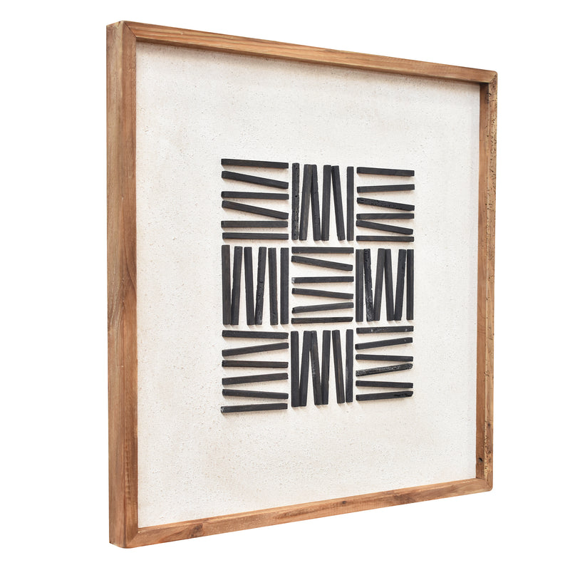 Stacked Timber Wall Art 62x62 - Black on White-Dovetailed &amp; Doublestitched