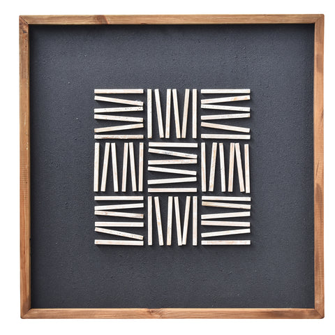 Stacked Timber Wall Art 62x62 - White on Black