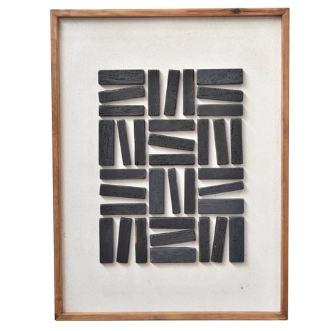 Stacked Timber Wall Art 62x82 - Black on White