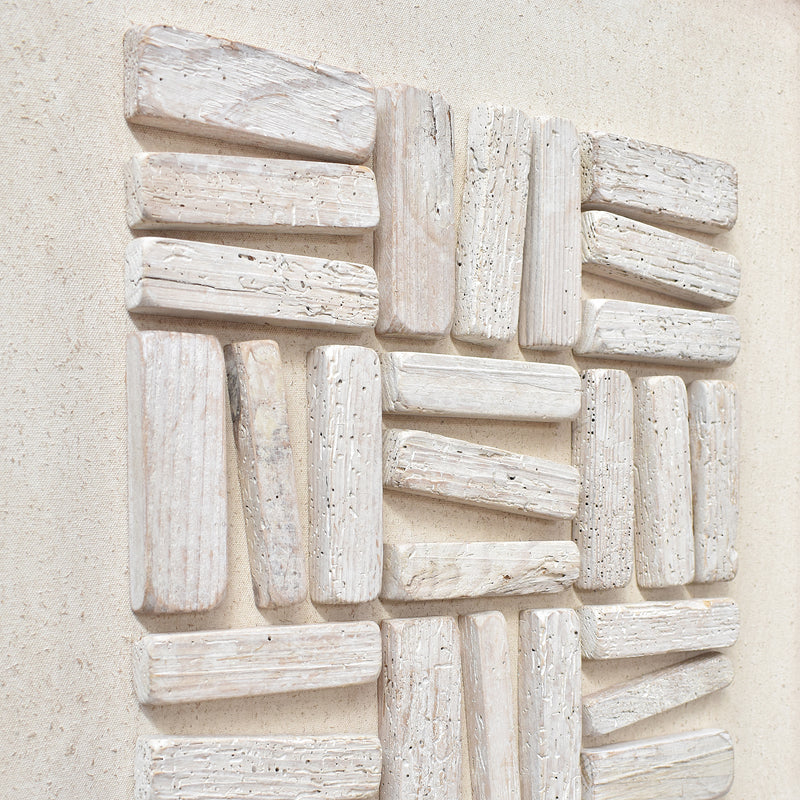 Stacked Timber Wall Art 62x82 - White on White-Dovetailed &amp; Doublestitched