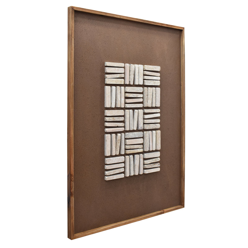 Stacked Timber Wall Art 82x122 - White on Brown-Dovetailed &amp; Doublestitched