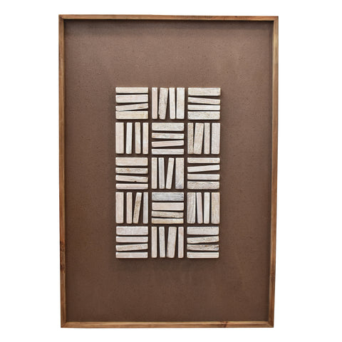 Stacked Timber Wall Art 82x122 - White on Brown