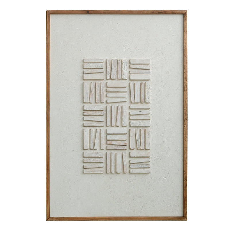 Stacked Timber Wall Art 82x122 - White on White-Dovetailed &amp; Doublestitched