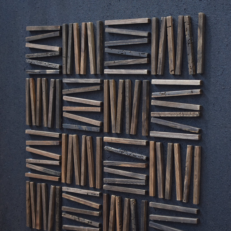 Stacked Timber Wall Art 82x82 - Brown on Black-Dovetailed &amp; Doublestitched