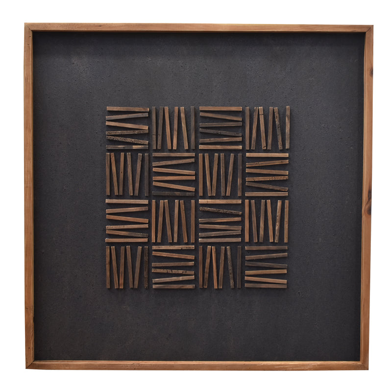 Stacked Timber Wall Art 82x82 - Brown on Black-Dovetailed &amp; Doublestitched