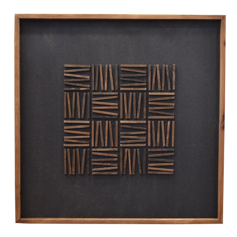 Stacked Timber Wall Art 82x82 - Brown on Black