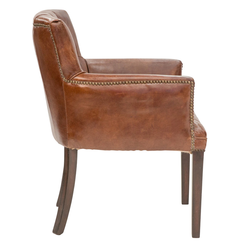 Stafford Vintage Leather Carver Chair-Dovetailed &amp; Doublestitched
