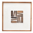 Staggered Timber Wall Art 62x62 - Brown on White-Dovetailed &amp; Doublestitched