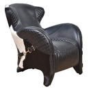 Stallion Black Leather Saddle Armchair-Dovetailed &amp; Doublestitched