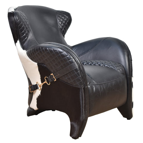 Stallion Black Leather Saddle Armchair