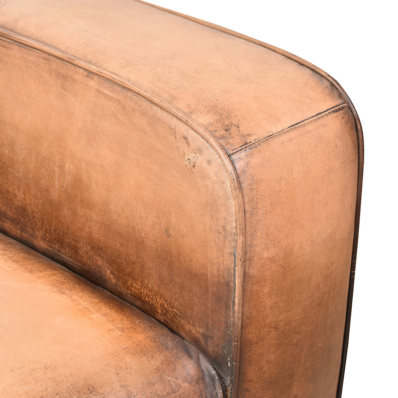 Stapleton Art Deco Leather Swivel Chair-Dovetailed &amp; Doublestitched