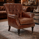 Stedman Vintage Leather Tufted Armchair-Dovetailed &amp; Doublestitched