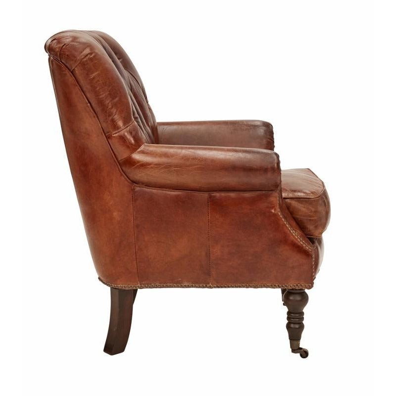 Stedman Vintage Leather Tufted Armchair-Dovetailed &amp; Doublestitched