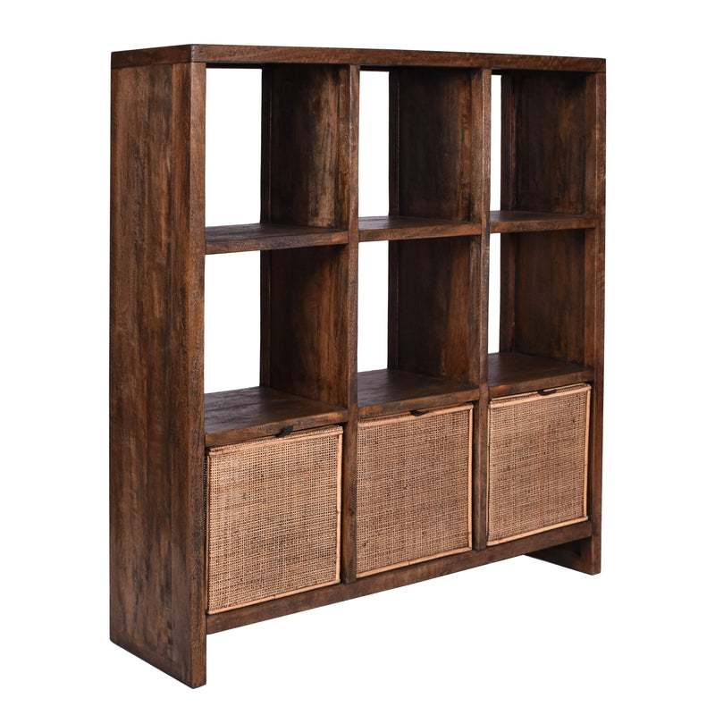 Sunda Tall Bookcase In Honey Brown-Dovetailed &amp; Doublestitched